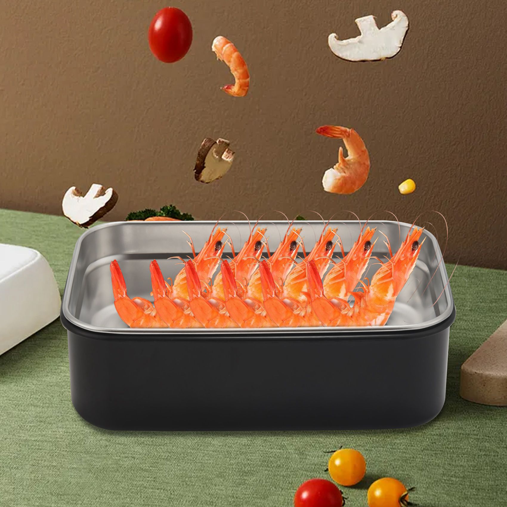 Black Food Or Snacks - ABZT 304 Stainless Steel Stackable Compartment