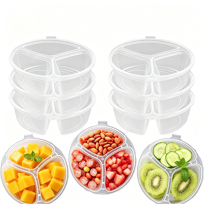 Food Snacks For Picnic - 5-20Pcs 3-Compartment Snack Box with Lid