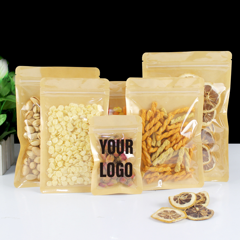 Food Day Snacks - 100pcs Eco-friendly Kraft Paper Stand-Up Bags