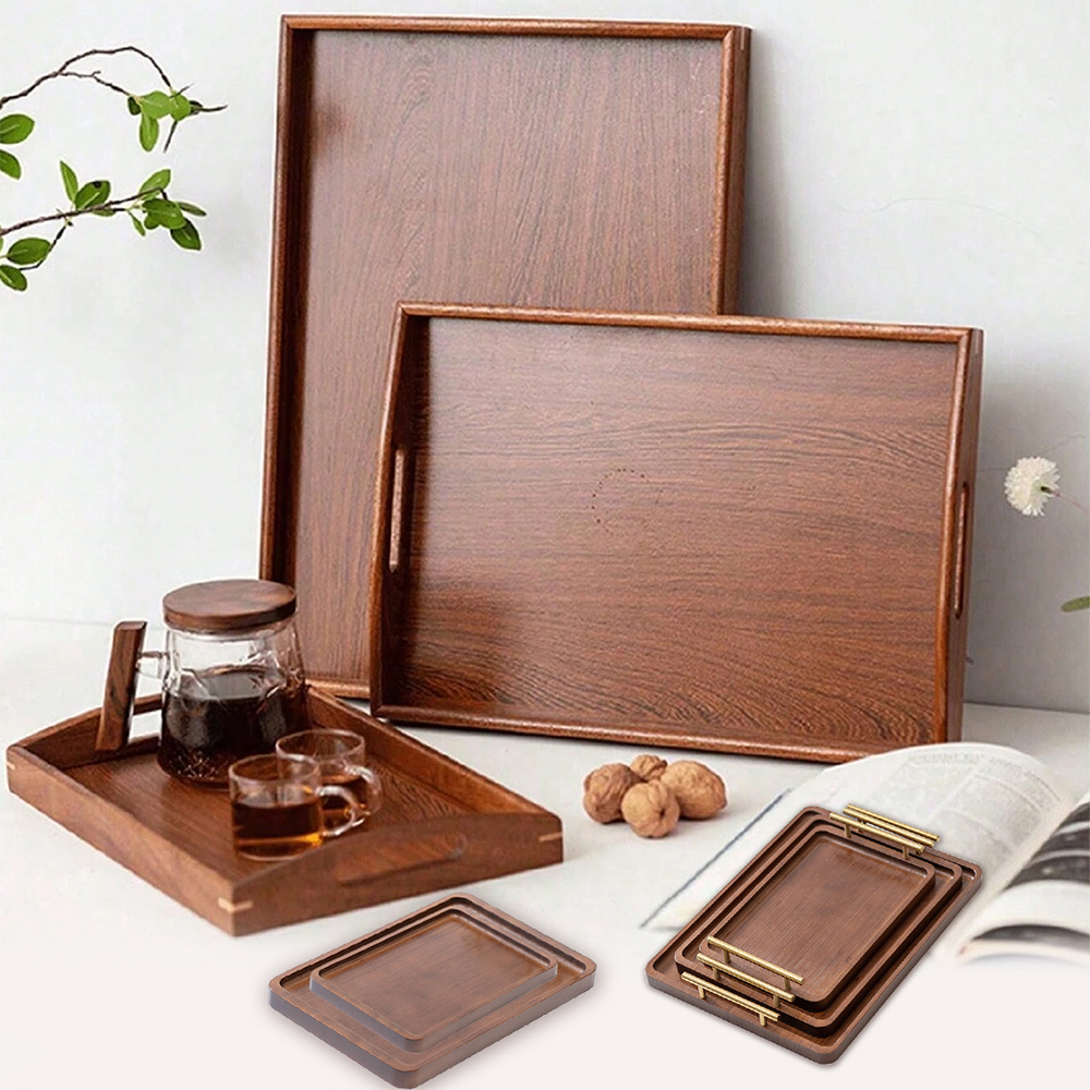 Food Platter Snacks - Wooden Serving Tray with Handles Bamboo