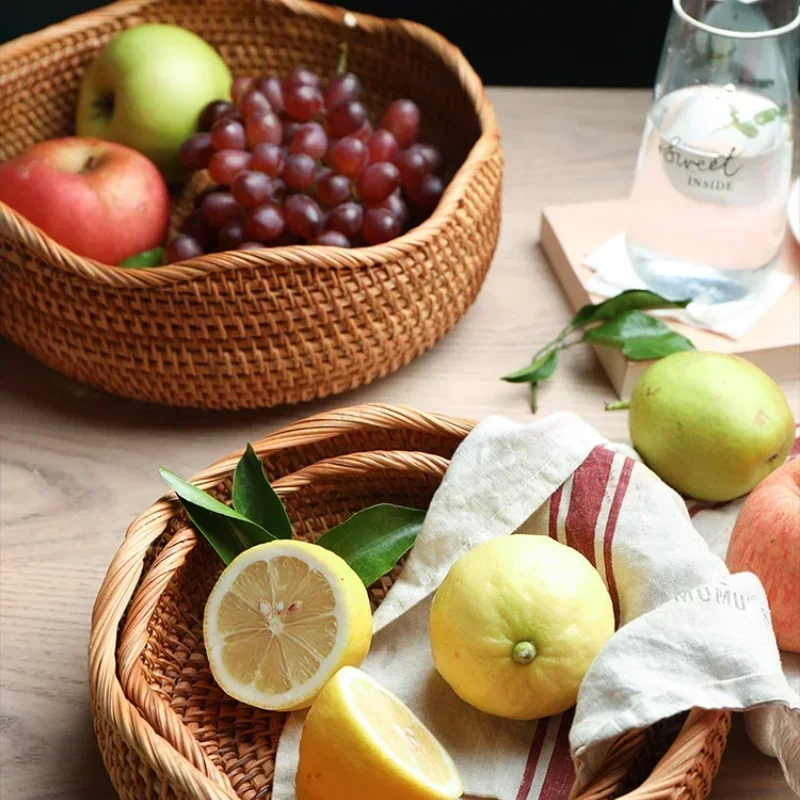 New Handwoven Round Rattan Wic - Food Snacks For Picnic avis et prix