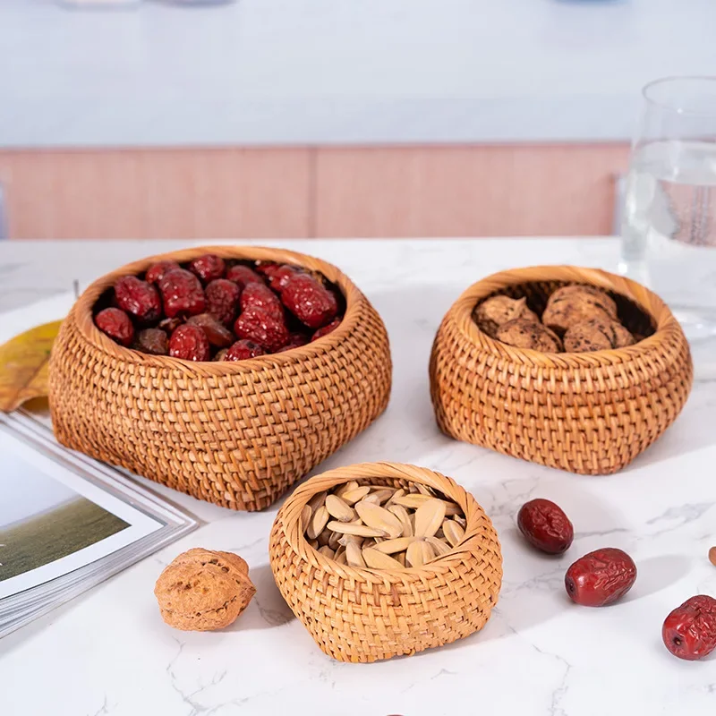 New Handwoven Round Rattan Wic - Food Snacks For Picnic avis et prix