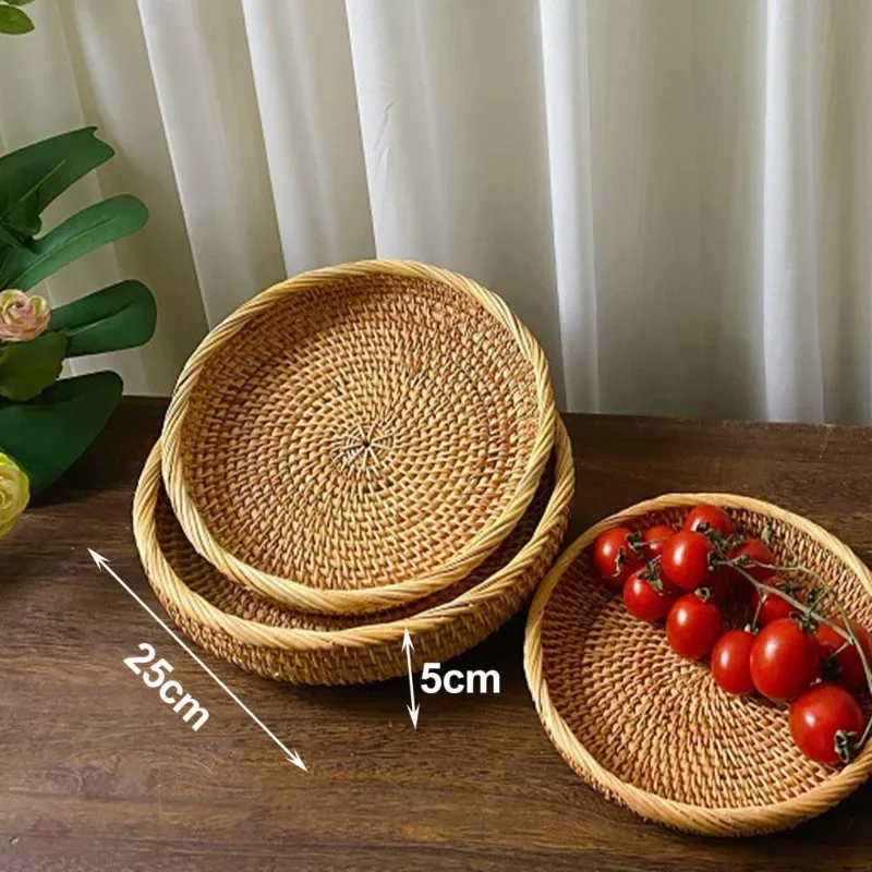 New Handwoven Round Rattan Wic - Food Snacks For Picnic avis et prix