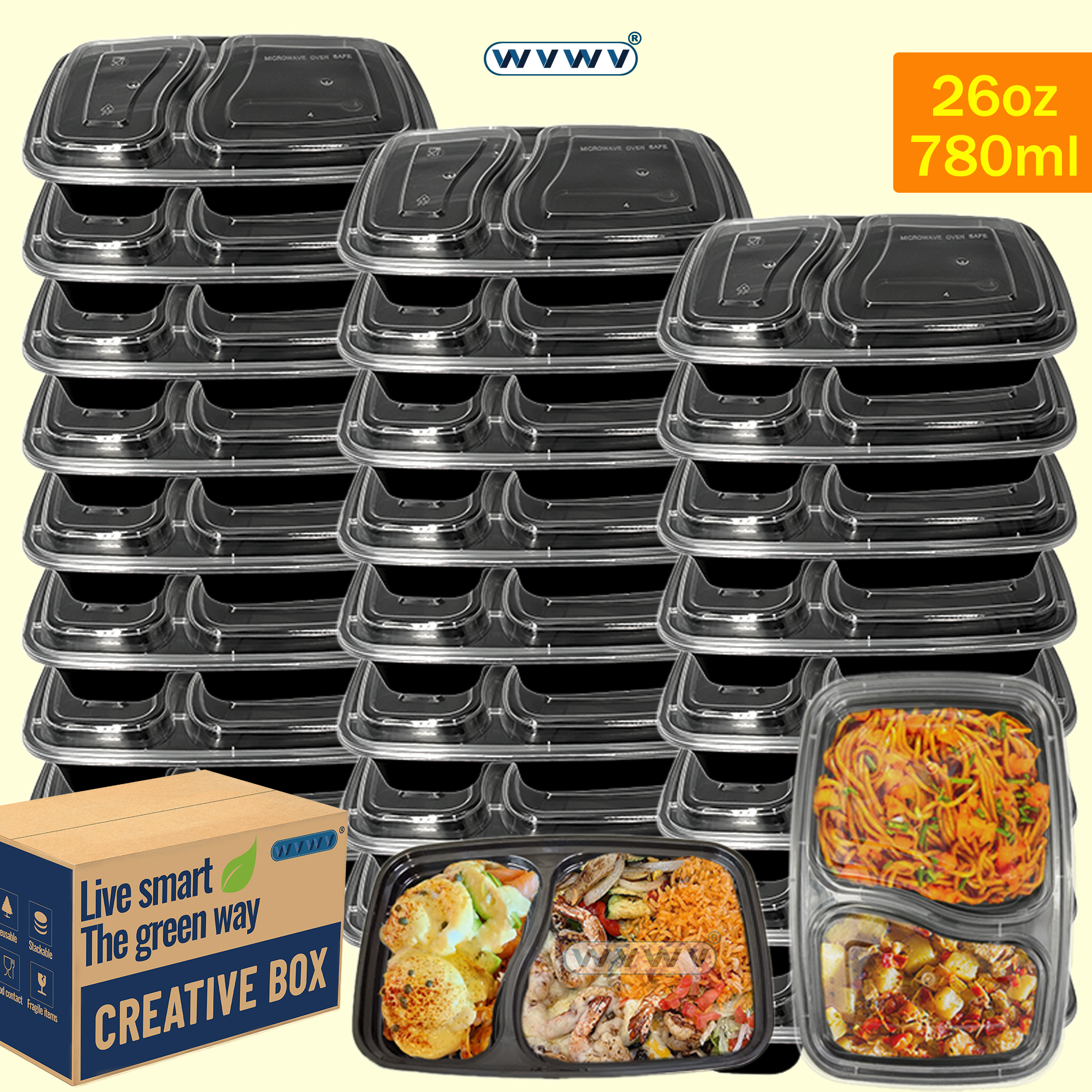 10/40 Pack 26 oz Two-Compartme - Food Snacks For Picnic avis et prix