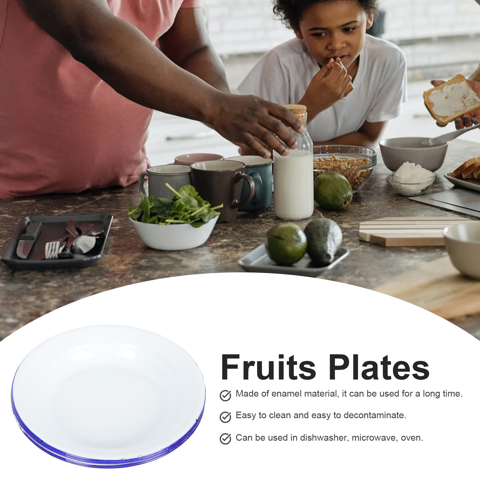 4Pcs Enamel Plates Set Retro V - Food Snacks For Picnic avis et prix
