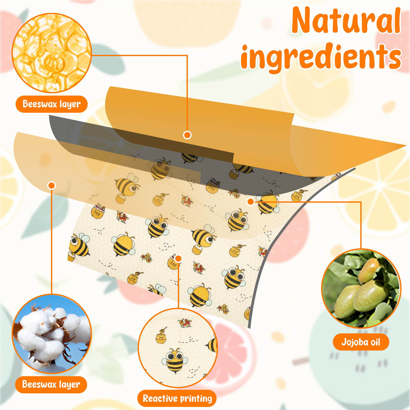 9Pcs Beeswax Food Wraps 3 Size - Food Snacks For Picnic avis et prix