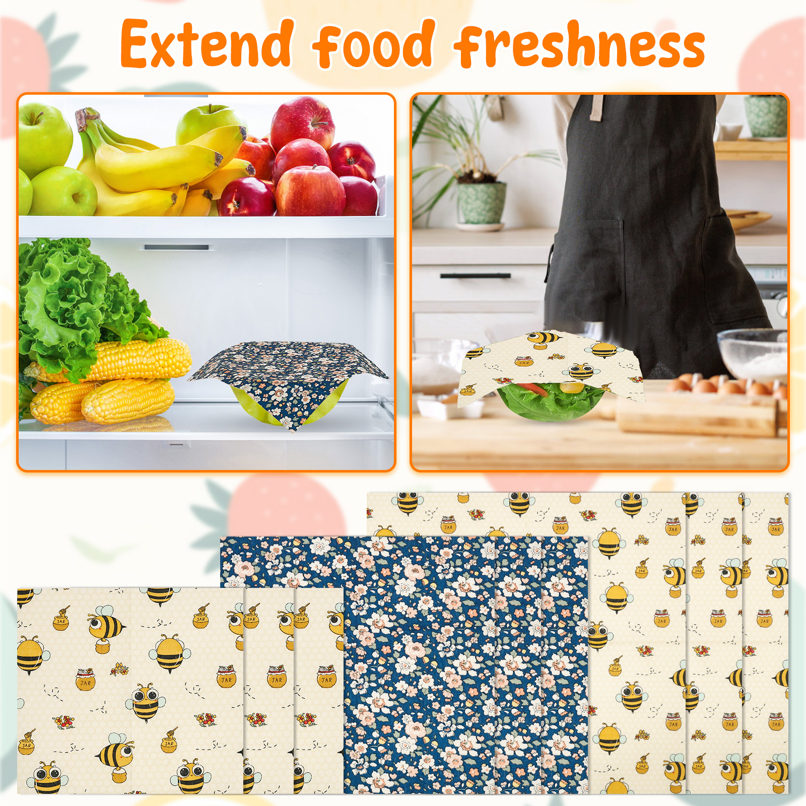 9Pcs Beeswax Food Wraps 3 Size - Food Snacks For Picnic avis et prix