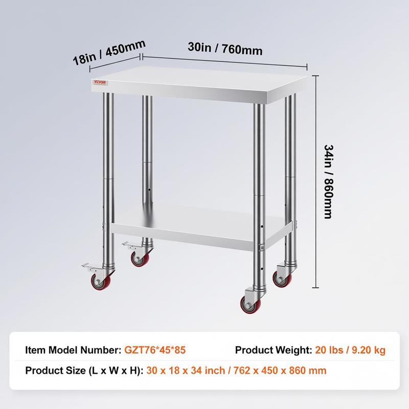 Work table 762 x 457.2 x 863.6 - Foods X avis et prix