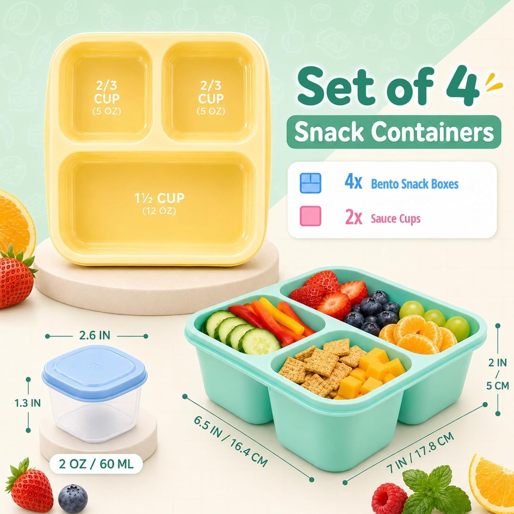 3 Compartment Bento Box Snack  - Food Snacks For Picnic avis et prix