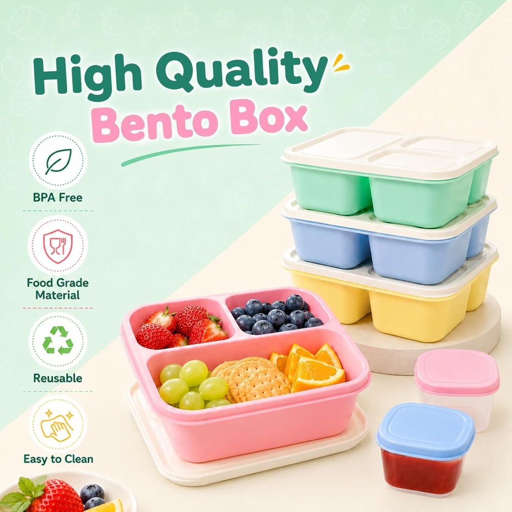 3 Compartment Bento Box Snack  - Food Snacks For Picnic avis et prix