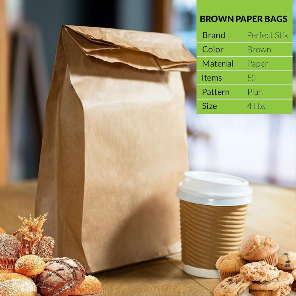 4lb Brown Paper Lunch Bags 50  - Food Snacks For Picnic avis et prix