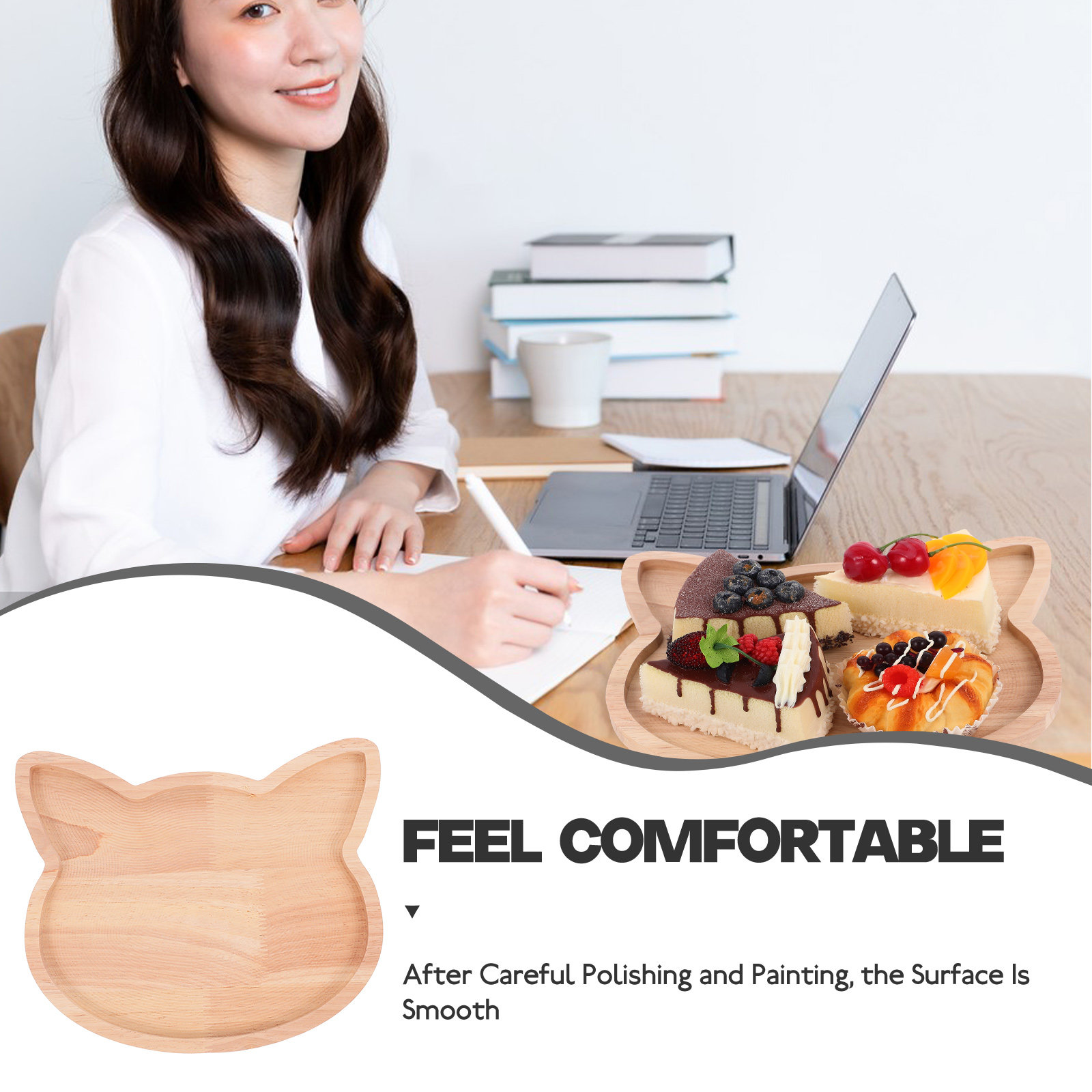 Cat Head Shaped Wooden Serving - Food Platter Snacks avis et prix