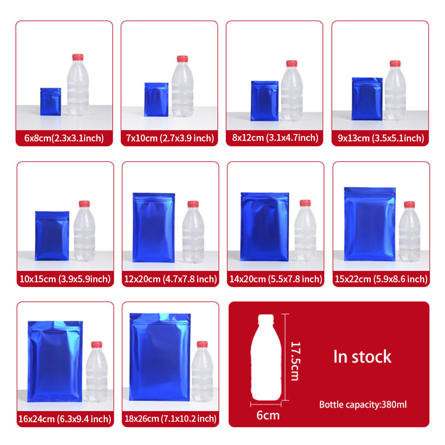 100pcs Matte Blue Foil Zipper  - Food Snacks In Usa avis et prix