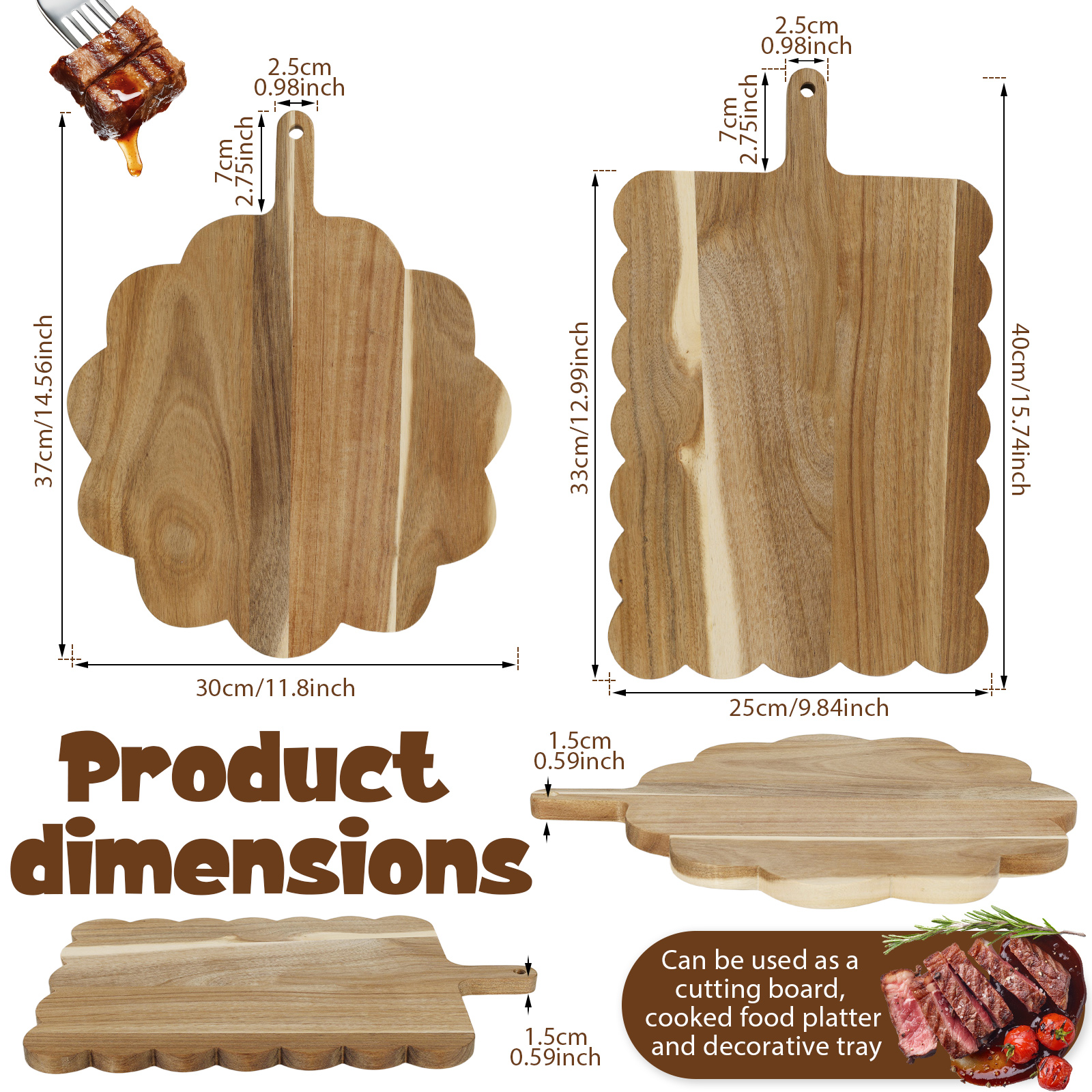 2Pcs Acacia Wood Charcuterie P - Food Platter Snacks avis et prix