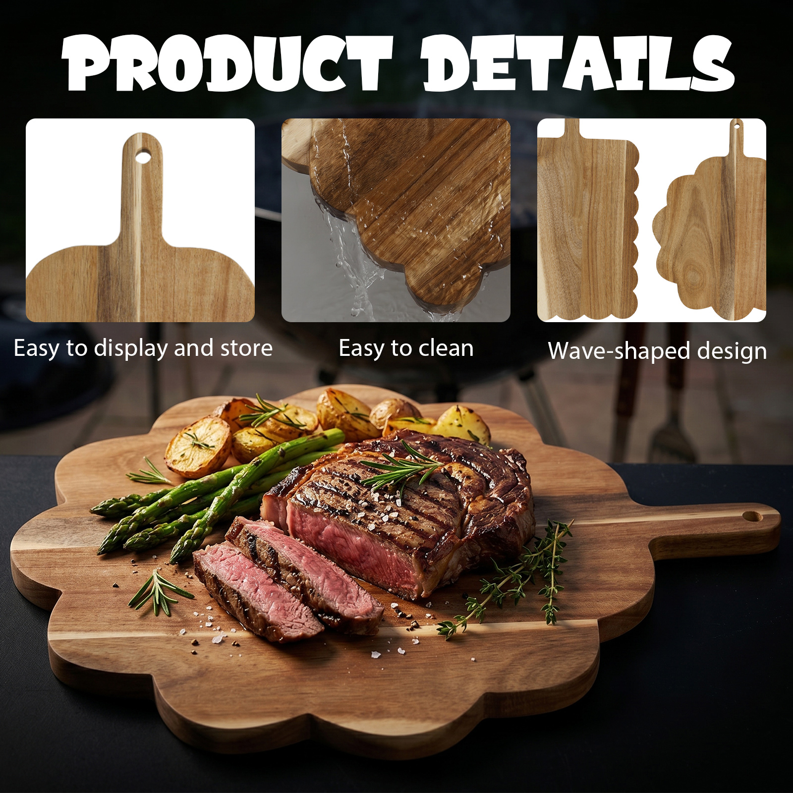 2Pcs Acacia Wood Charcuterie P - Food Platter Snacks avis et prix