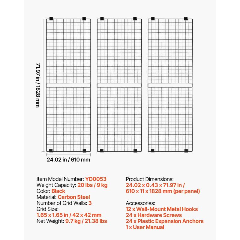 3 Packs Grid Wall Panels, 2 x  - Foods X avis et prix